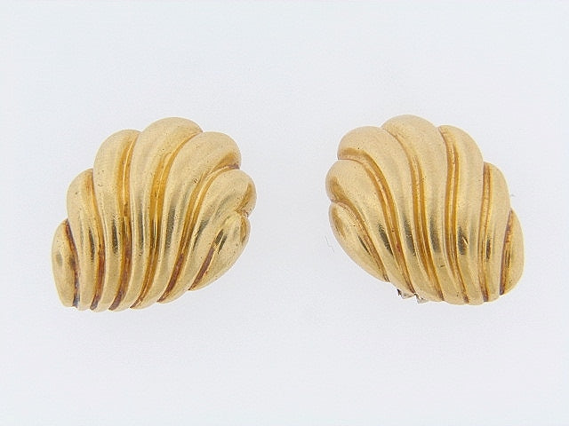 18K-YG FLUTED EARCLIPS