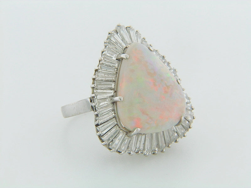 14K WHITE GOLD OPAL AND DIAMOND RING | 18 Karat Appraisers | Beverly Hills, CA | Fine Jewelry