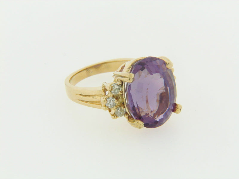 14K YELLOW GOLD AMETHYST AND DIAMOND RING | 18 Karat Appraisers | Beverly Hills, CA | Fine Jewelry