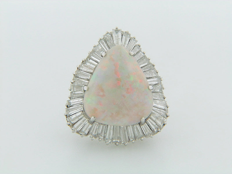 14K WHITE GOLD OPAL AND DIAMOND RING | 18 Karat Appraisers | Beverly Hills, CA | Fine Jewelry