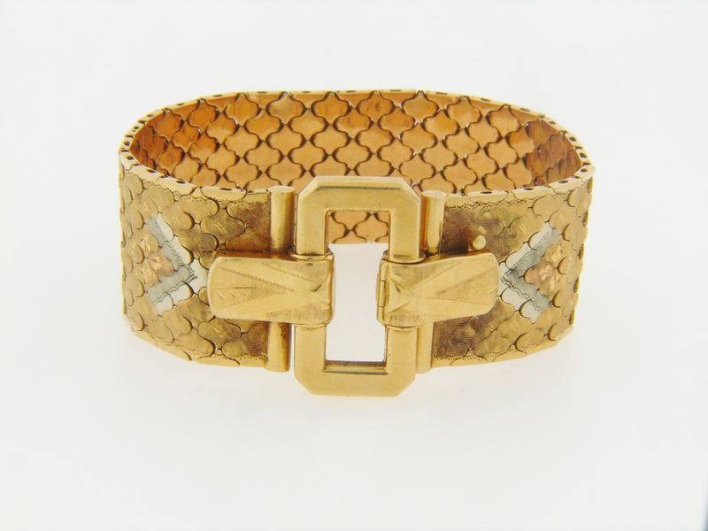 18K TRICOLOR GOLD STRAP BRACELET | 18 Karat Appraisers | Beverly Hills, CA | Fine Jewelry