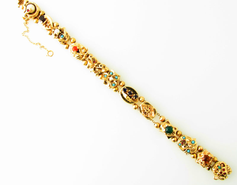 Victorian 14K Yellow Gold, Slide Charm Bracelet | 18 Karat Appraisers | Beverly Hills, CA | Fine Jewelry