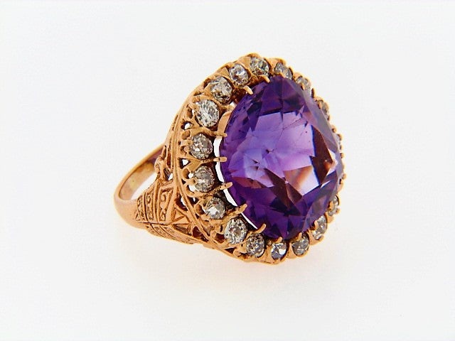 14K-YG AMETHYST AND DIAMOND RING | 18 Karat Appraisers | Beverly Hills, CA | Fine Jewelry