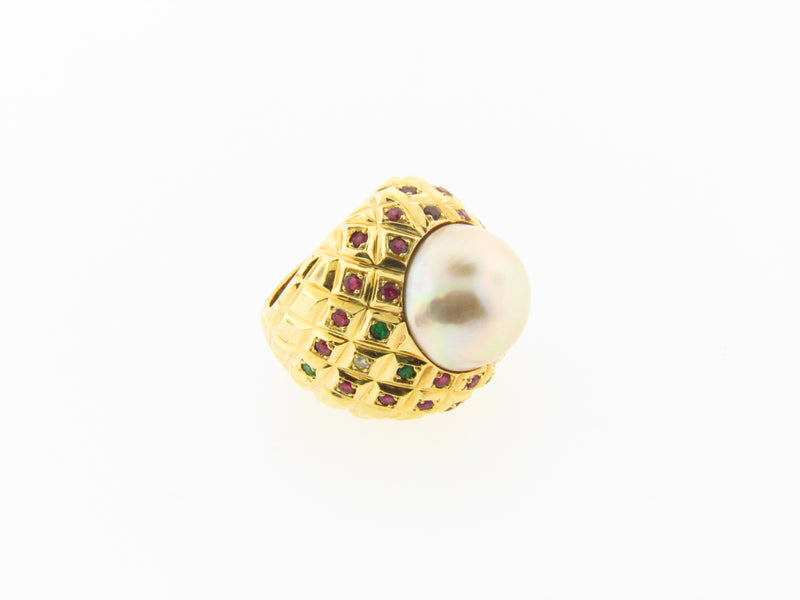 Retro 14K Yellow and Rose Gold, Mabe Pearl Ring | 18 Karat Appraisers | Beverly Hills, CA | Fine Jewelry