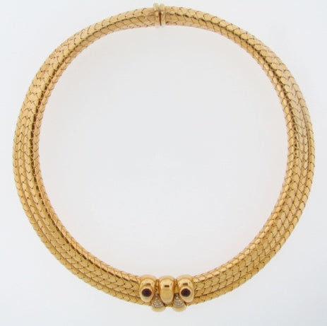 18K-YG RUBY AND DIAMOND COLLAR NECKLACE