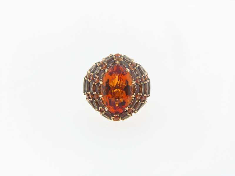 18K Yellow Gold Citrine, Smokey Quartz, Orange Sapphire Ring | 18 Karat Appraisers | Beverly Hills, CA | Fine Jewelry