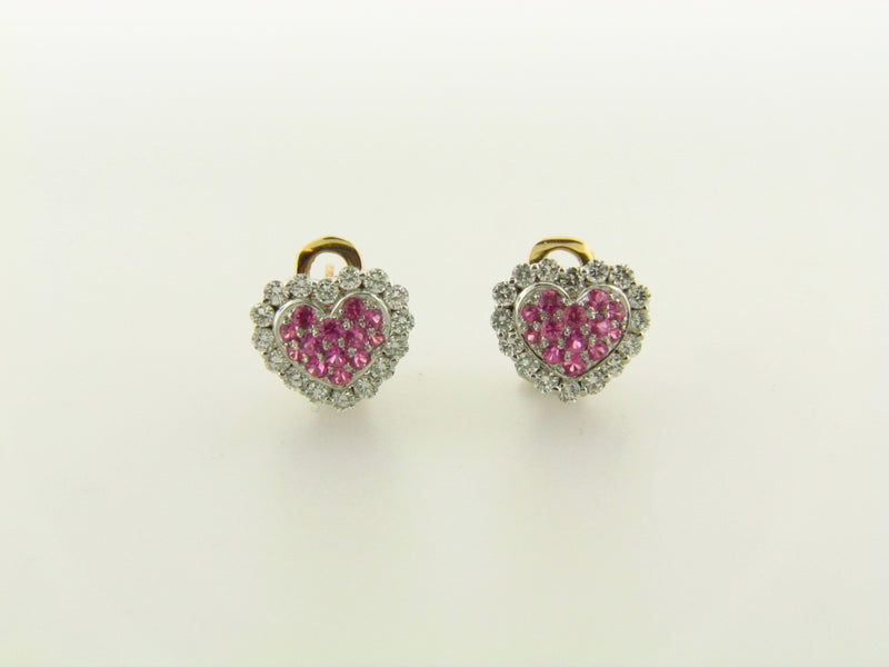 14K White and Yellow Gold, Pink Sapphire and Diamond Earrings | 18 Karat Appraisers | Beverly Hills, CA | Fine Jewelry