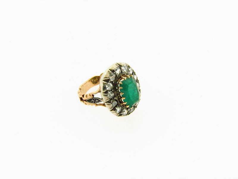 Silver and 18K Yellow Gold Emerald and Diamond Ring | 18 Karat Appraisers | Beverly Hills, CA | Fine Jewelry