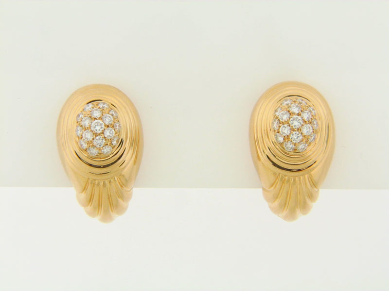 18K YELLOW GOLD DIAMOND EARCLIPS | 18 Karat Appraisers | Beverly Hills, CA | Fine Jewelry