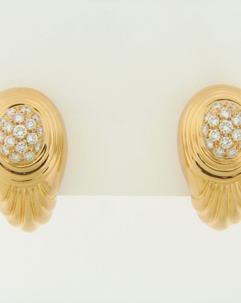 18K YELLOW GOLD DIAMOND EARCLIPS | 18 Karat Appraisers | Beverly Hills, CA | Fine Jewelry