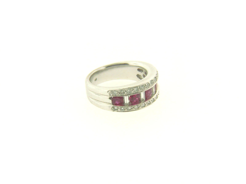 14K White Gold Pink Sapphire and Diamond Band | 18 Karat Appraisers | Beverly Hills, CA | Fine Jewelry