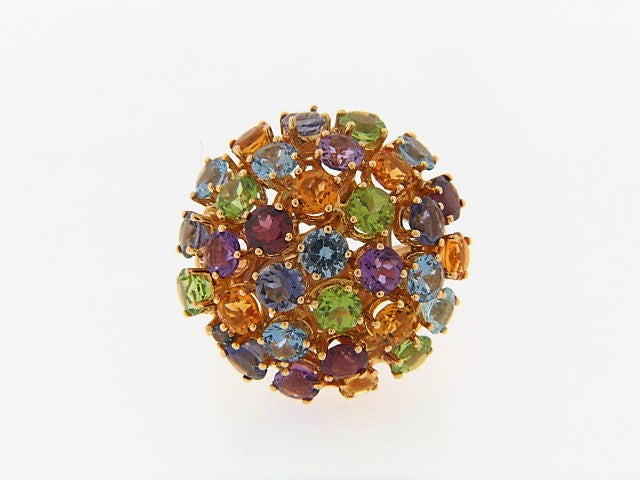 18K-YG MULTI-GEM BOMBE RING | 18 Karat Appraisers | Beverly Hills, CA | Fine Jewelry