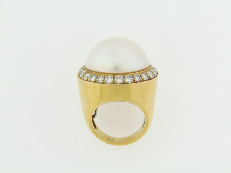 18K YELLOW GOLD MABE PEARL AND DIAMOND RING | 18 Karat Appraisers | Beverly Hills, CA | Fine Jewelry