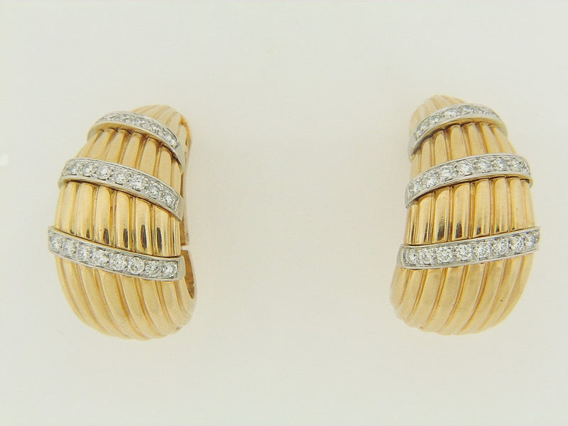 18K YELLOW GOLD DIAMOND HOOP EARRINGS | 18 Karat Appraisers | Beverly Hills, CA | Fine Jewelry