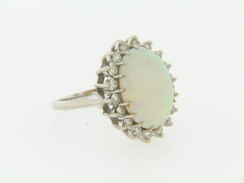 14K WHITE GOLD OPAL AND DIAMOND RING | 18 Karat Appraisers | Beverly Hills, CA | Fine Jewelry