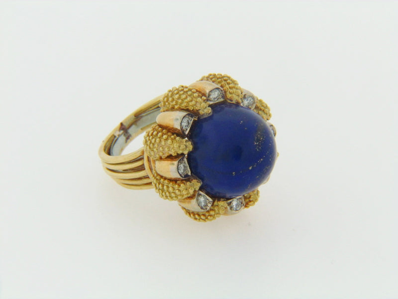 18K-YG  LAPIS LAZULI AND DIAMOND RING | 18 Karat Appraisers | Beverly Hills, CA | Fine Jewelry