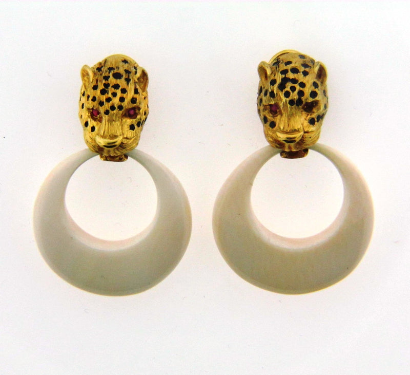 14K Yellow Gold Leopard motif, Earrings | 18 Karat Appraisers | Beverly Hills, CA | Fine Jewelry