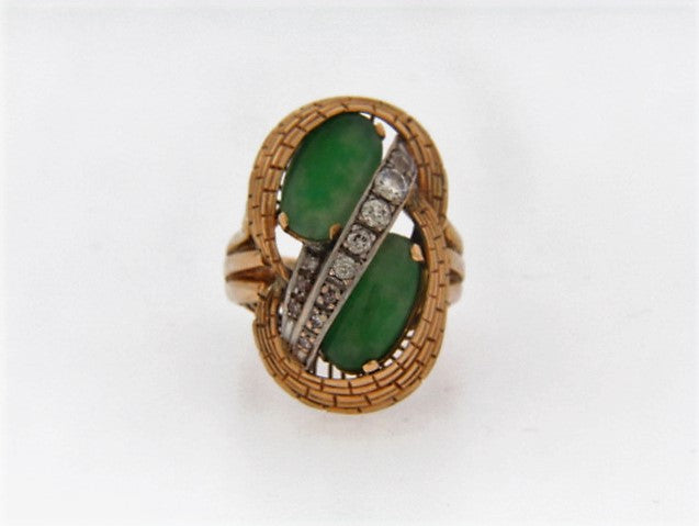 14K-YG JADE AND DIAMOND RING | 18 Karat Appraisers | Beverly Hills, CA | Fine Jewelry