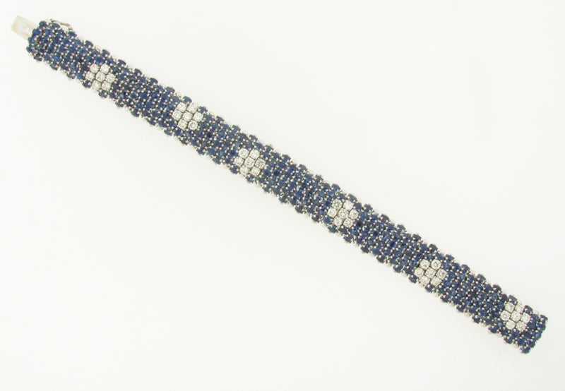 18K WHITE GOLD SAPPHIRE AND DIAMOND BRACELET | 18 Karat Appraisers | Beverly Hills, CA | Fine Jewelry