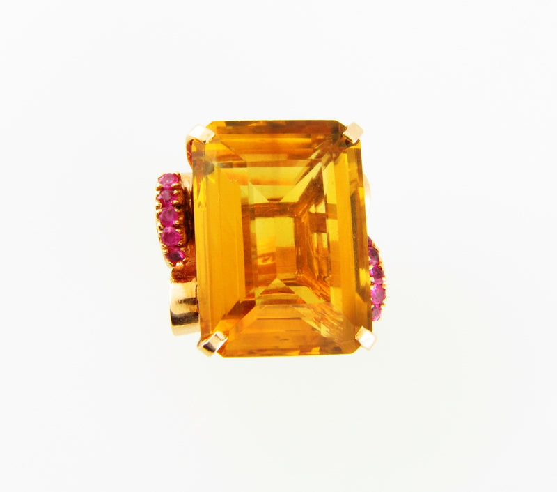 Retro 14K Rose Gold, Citrine and Ruby Ring | 18 Karat Appraisers | Beverly Hills, CA | Fine Jewelry