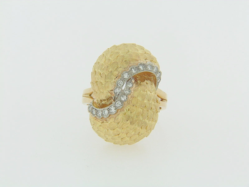 18K YELLOW GOLD DIAMOND SCALLOP RING | 18 Karat Appraisers | Beverly Hills, CA | Fine Jewelry