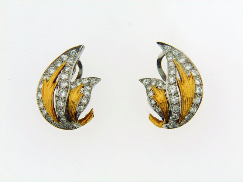 Platinum, 18K Yellow Gold and White Gold Diamond Earrings | 18 Karat Appraisers | Beverly Hills, CA | Fine Jewelry