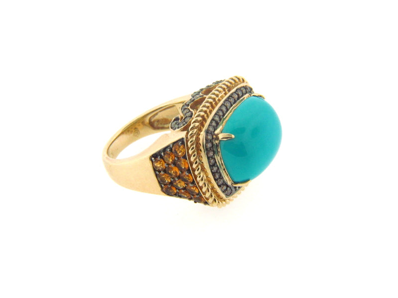 14K Yellow Gold Turquoise, Diamond, Citrine Ring | 18 Karat Appraisers | Beverly Hills, CA | Fine Jewelry