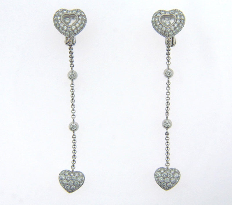 18K-WG Diamond Dangling Earrings by "Chopard"