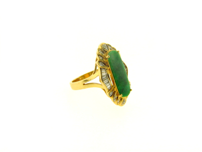 18K Yellow Gold Jade and Diamond Ring | 18 Karat Appraisers | Beverly Hills, CA | Fine Jewelry