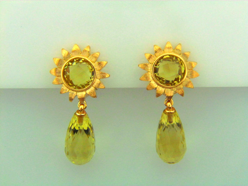 18K Yellow Gold Lemon Quartz Earrings | 18 Karat Appraisers | Beverly Hills, CA | Fine Jewelry