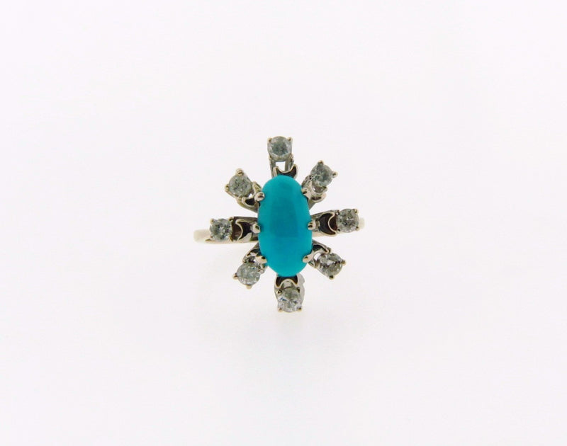 18K White Gold Turquoise and Diamond Ring | 18 Karat Appraisers | Beverly Hills, CA | Fine Jewelry