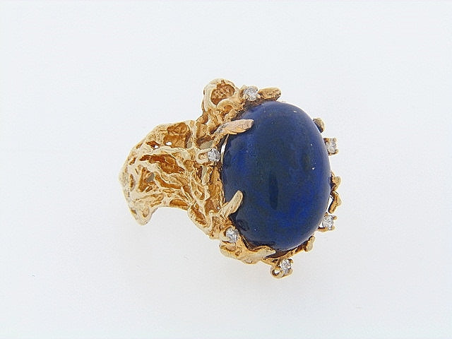 14K-YG LAPIS LAZULI AND DIAMOND RING | 18 Karat Appraisers | Beverly Hills, CA | Fine Jewelry