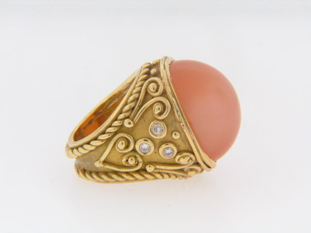 18K-YG PEACH MOONSTONE RING