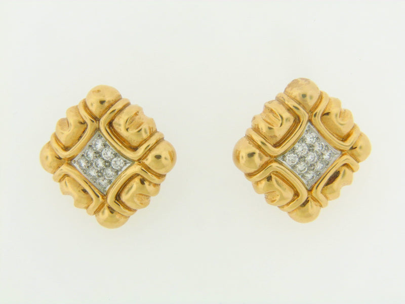 18K YELLOW GOLD DIAMOND EARCLIPS | 18 Karat Appraisers | Beverly Hills, CA | Fine Jewelry