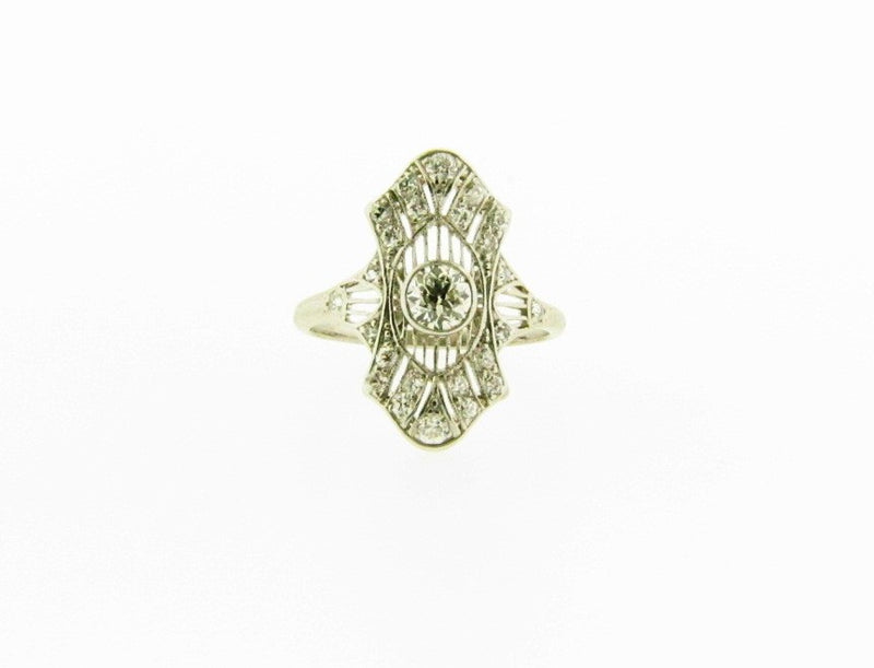 Art Deco Platinum Diamond Filigree Ring