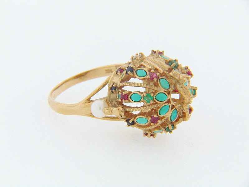 14K-YG MULTI-GEMSTONE RING | 18 Karat Appraisers | Beverly Hills, CA | Fine Jewelry