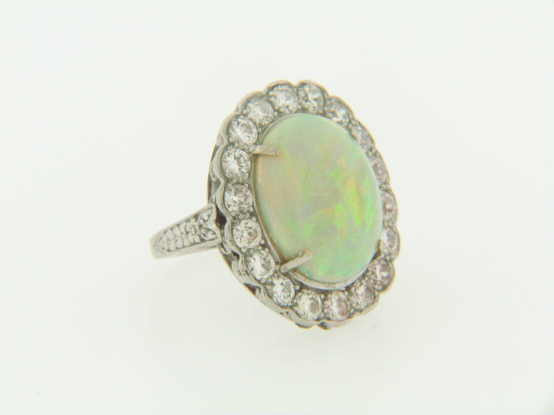 PLATINUM OPAL AND DIAMOND RING | 18 Karat Appraisers | Beverly Hills, CA | Fine Jewelry