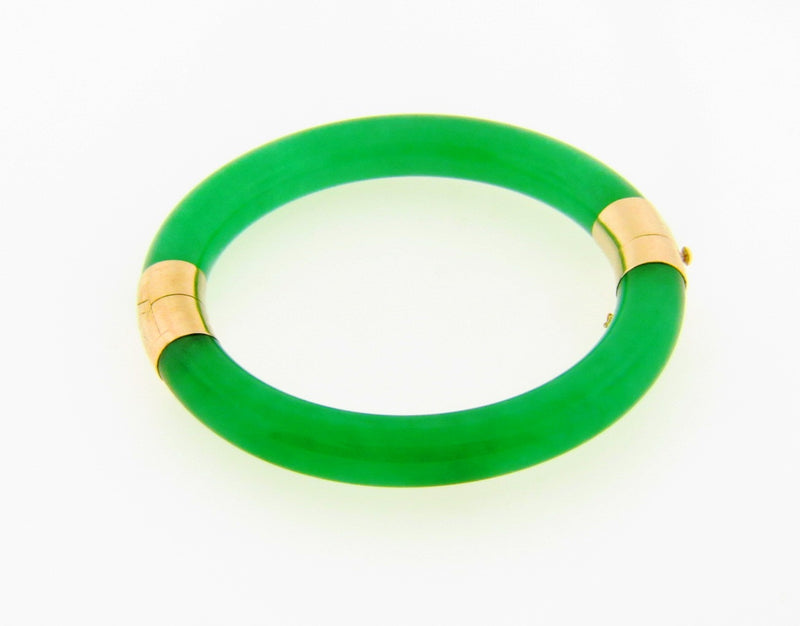 14K Yellow Gold  Hinged Green Bracelet | 18 Karat Appraisers | Beverly Hills, CA | Fine Jewelry