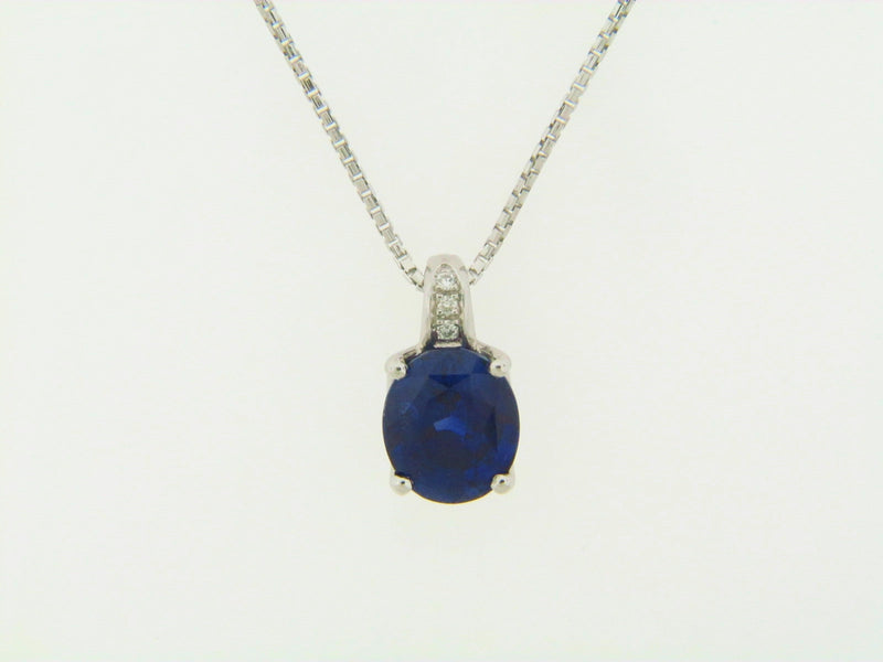 18K WHITE GOLD SAPPHIRE AND DIAMOND PENDANT | 18 Karat Appraisers | Beverly Hills, CA | Fine Jewelry