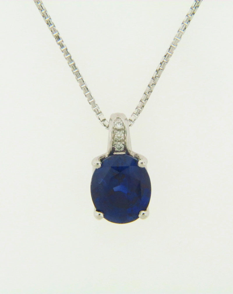 18K WHITE GOLD SAPPHIRE AND DIAMOND PENDANT | 18 Karat Appraisers | Beverly Hills, CA | Fine Jewelry