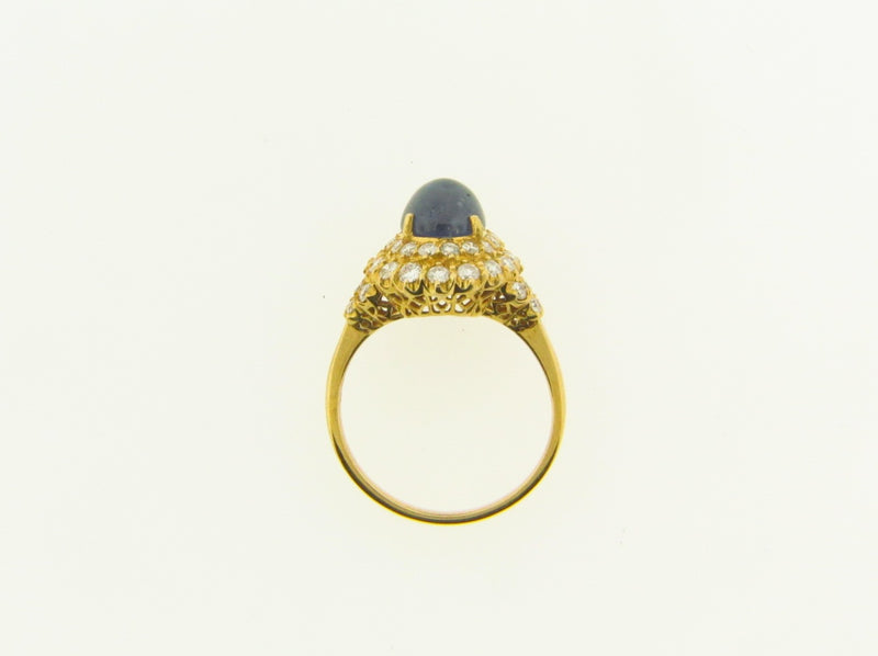 18K-YG SAPPHIRE AND DIAMOND RING