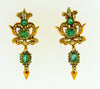 Victorian style 18K Yellow Gold, Emerald and Diamond Earrings | 18 Karat Appraisers | Beverly Hills, CA | Fine Jewelry