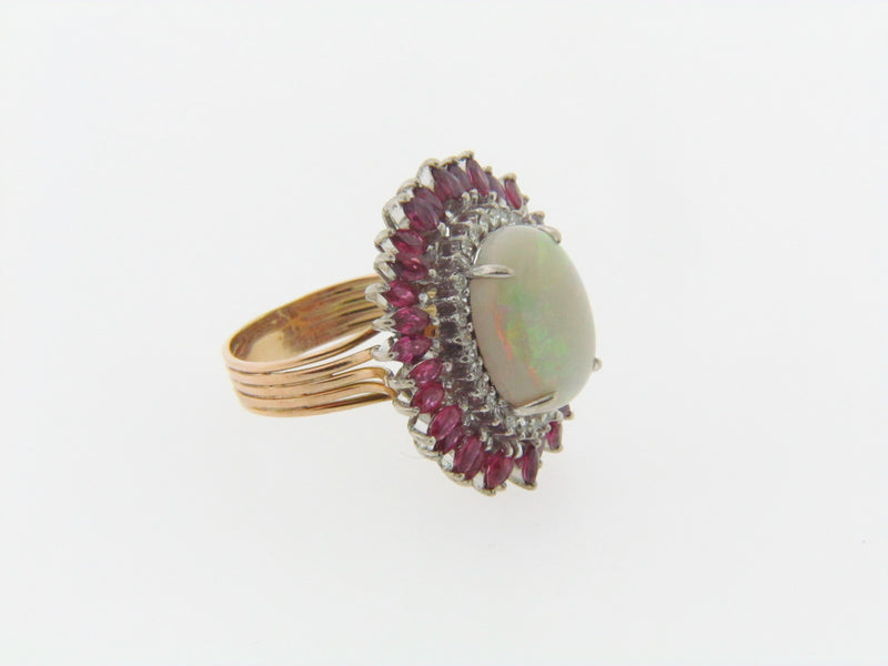 14K GOLD OPAL, RUBY, DIAMOND RING | 18 Karat Appraisers | Beverly Hills, CA | Fine Jewelry