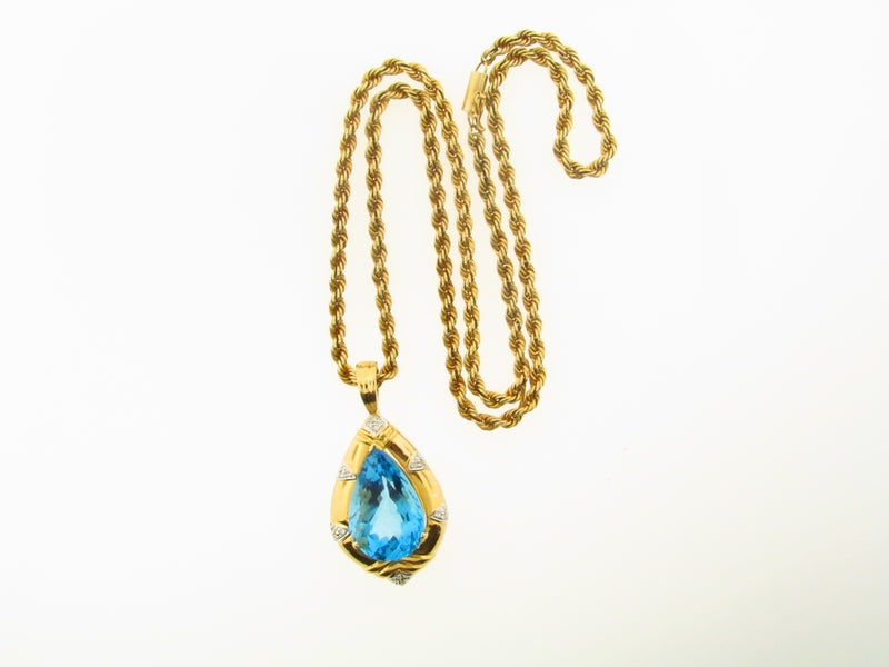 14K Yellow Gold Blue Topaz Pendant | 18 Karat Appraisers | Beverly Hills, CA | Fine Jewelry