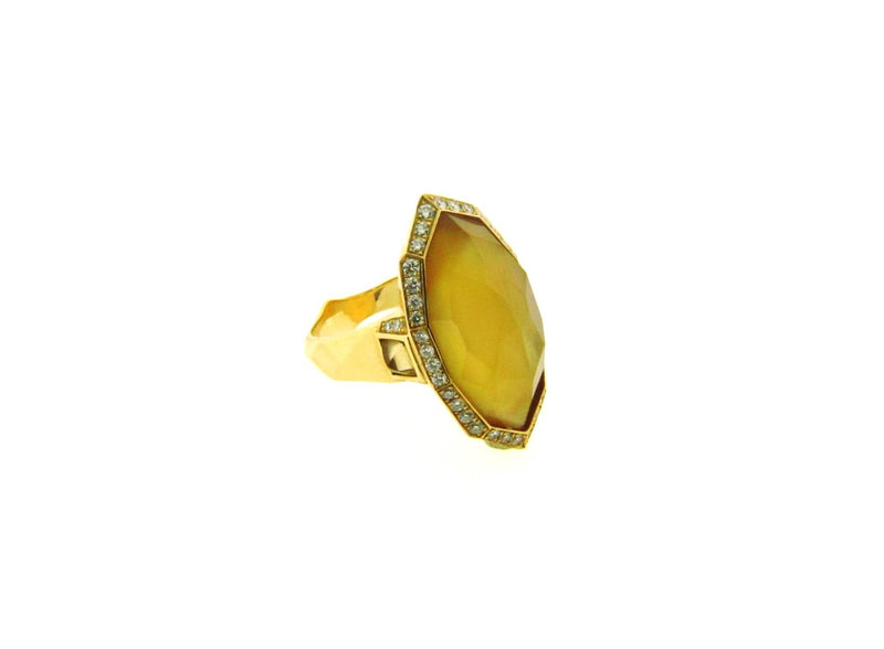 18K Yellow Gold Citrine, Mother of Pearl, and Diamond Ring | 18 Karat Appraisers | Beverly Hills, CA | Fine Jewelry