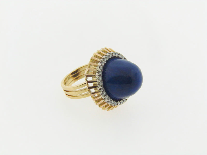 18K-YG LAPIS LAZULI AND DIAMOND RING