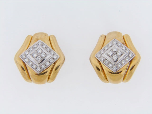 18K-YG DIAMOND EARCLIPS