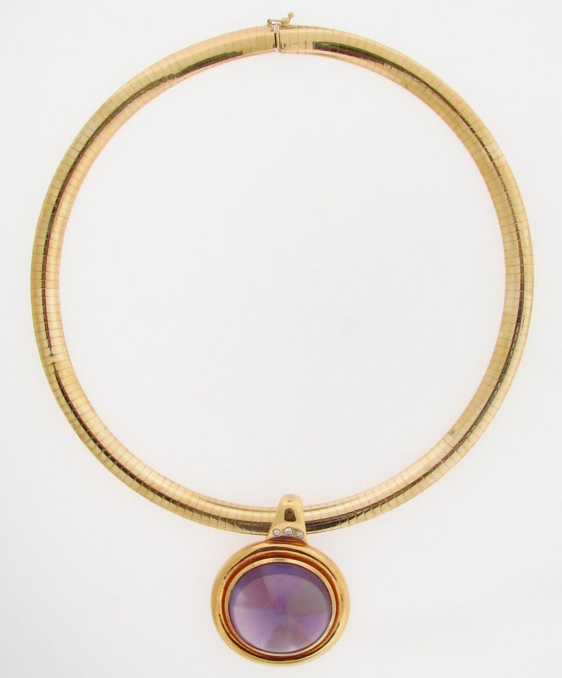 18K YELLOW GOLD AMETHYST AND DIAMOND PENDANT / NECKLACE | 18 Karat Appraisers | Beverly Hills, CA | Fine Jewelry