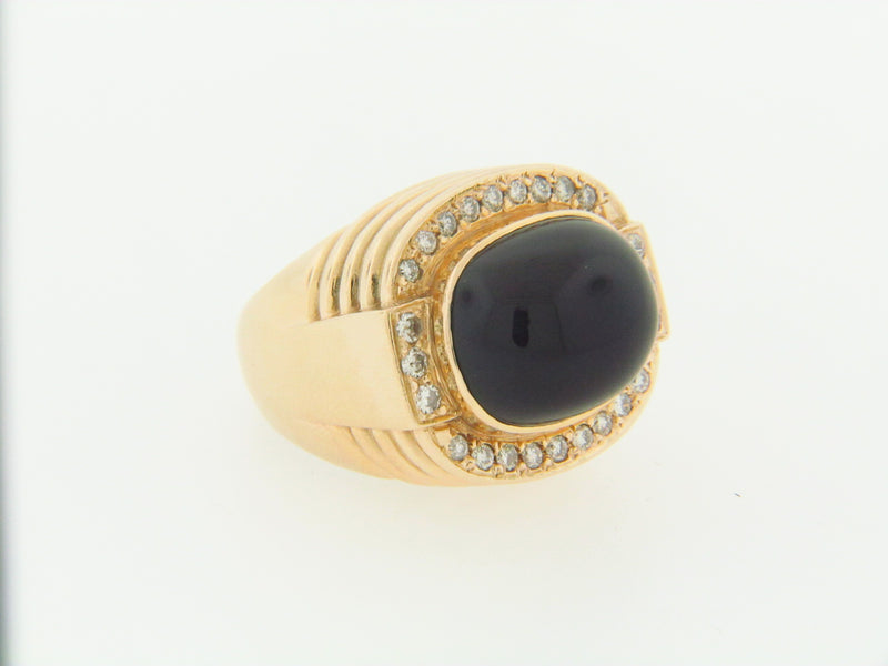 14K-YG BLACK ONYX AND DIAMOND RING | 18 Karat Appraisers | Beverly Hills, CA | Fine Jewelry