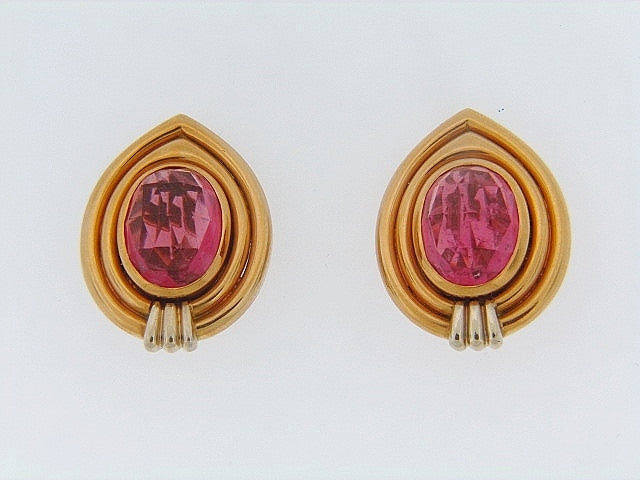 18K-YG PINK TOURMALINE EARCLIPS | 18 Karat Appraisers | Beverly Hills, CA | Fine Jewelry